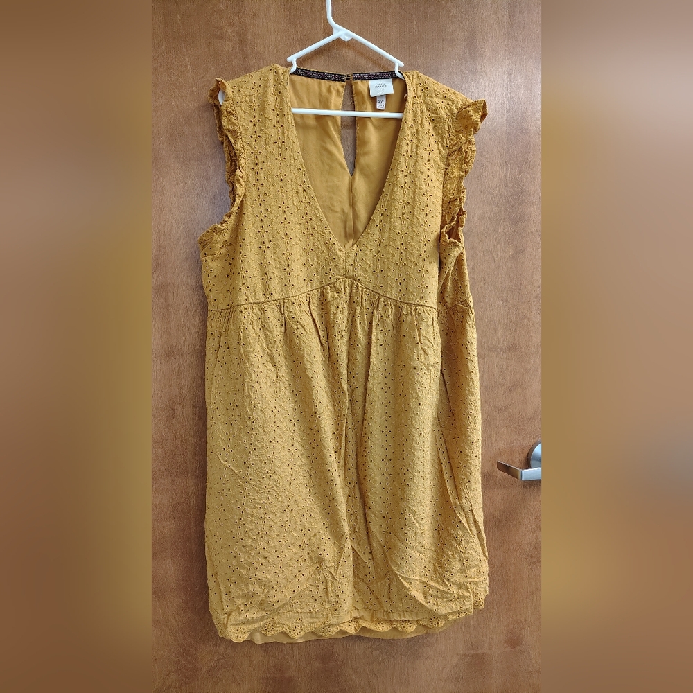 Knox Rose Sleeveless Eyelet Dress Mustard